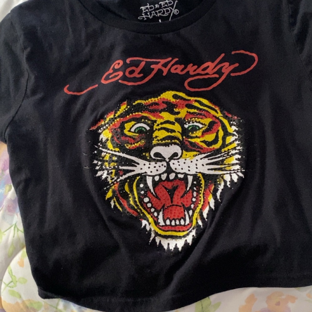 Ed Hardy Black Tiger Graphic T-Shirt